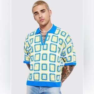 BoohooMAN Crochet Shirt. Unopened. Medium. Boxy fit
